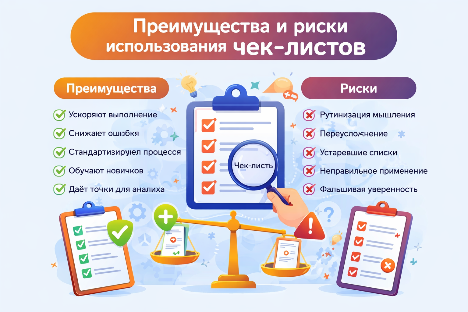 Преимущества и риски использования чек-листов